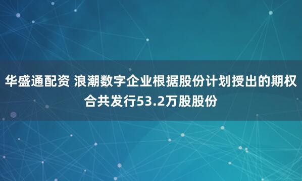 华盛通配资 浪潮数字企业根据股份计划授出的期权合共发行53.2万股股份